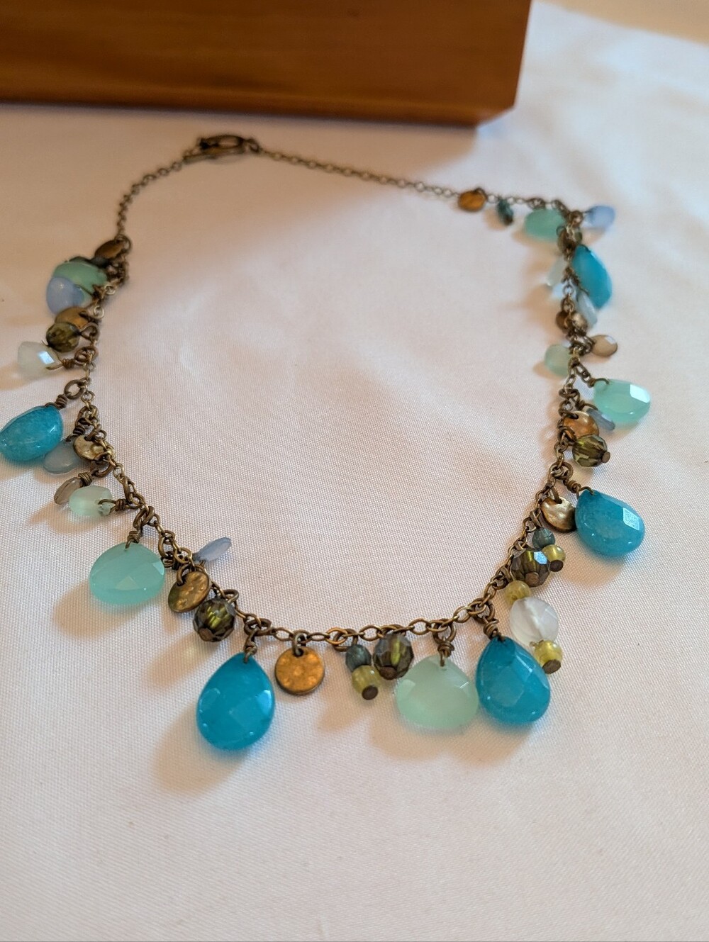 Delicate Blue Teardrop Charm Necklace - Women Jewelry